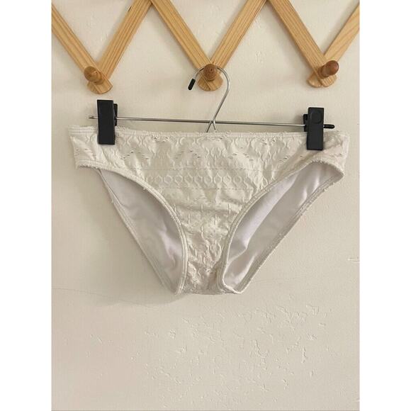 Roxy Bikini Bottom Women's Medium Swimwear Quiet Beauty White Moderate Mid Waist - Picture 2 of 6